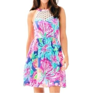 Lilly Pulitzer KINLEY DRESS in BECKON BLUE JUNGLE UTOPIA size 12 NWT